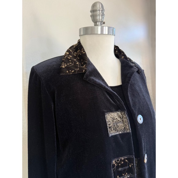 Coldwater Creek Dresses & Skirts - Coldwater Creek Size 12 Black Velvet Paisley‎ Maxi Dress Jacket 2-Pc Set Holiday